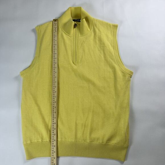 Bobby Jones Extrafine 100% Wool 1/4 Zip Sweater Vest Golf Yellow Lined Mens Sz L - Picture 7 of 13